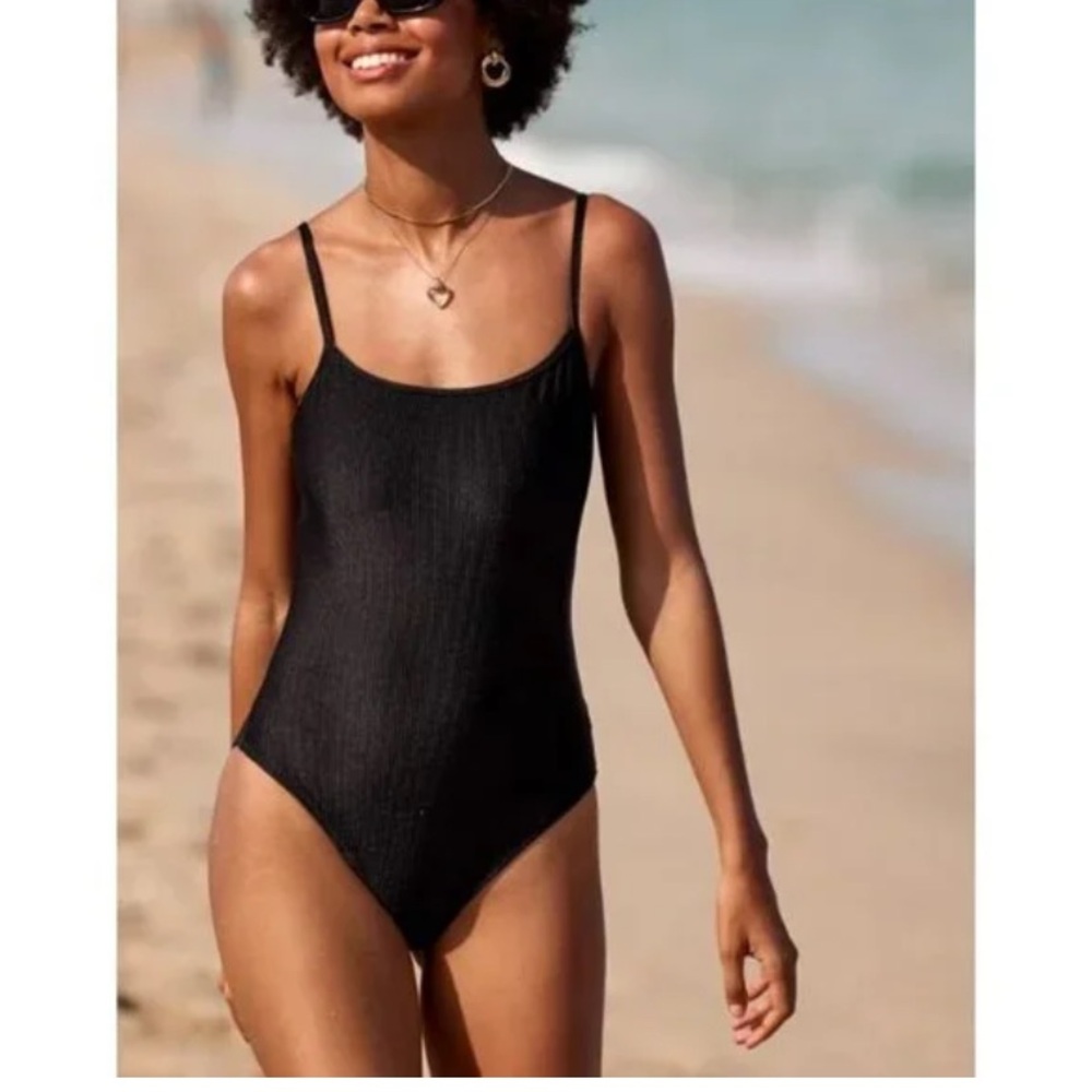 NWT Aerie Shine Rib Scoop Full Coverage One Piece Swimsuit
